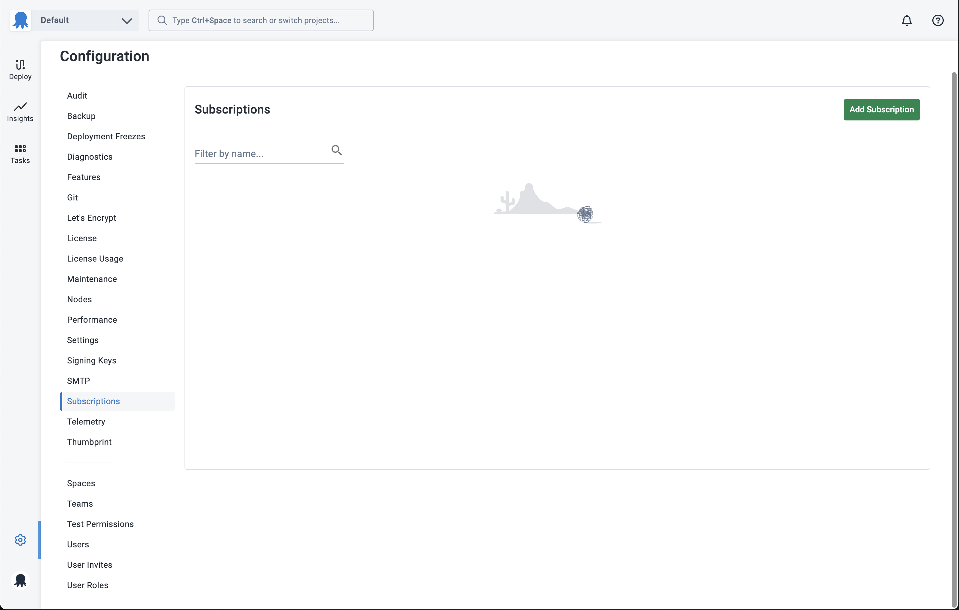 Subscriptions menu