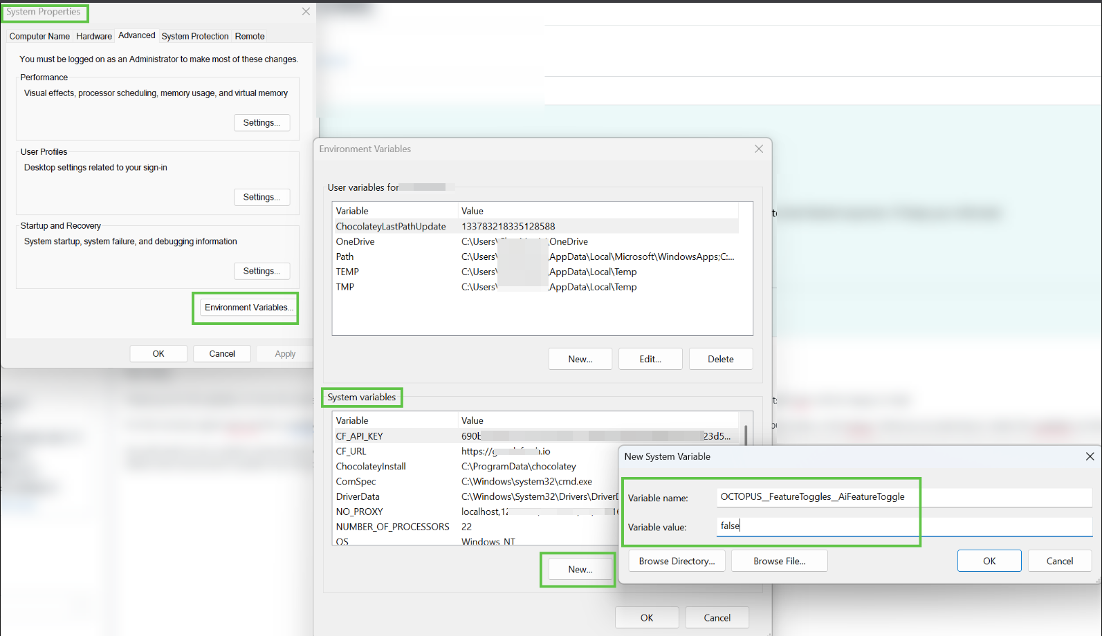 A screenshot of a Windows OS System Environment Variable