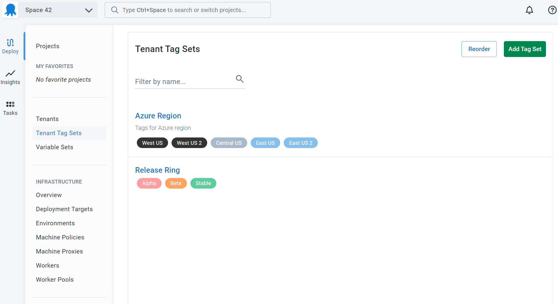 An example set of tenant tags